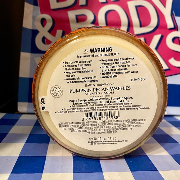 Pumpkin Pecan Waffles 3 Wick Candle White Barn NEW decorative year round label - Picture 4 of 4